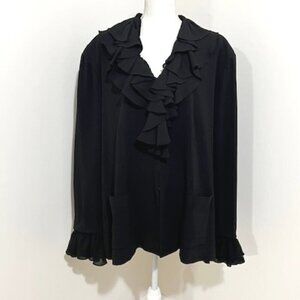 Marc Bouwer Black Zip Blazer w/ Removable Ruffle Trim Size 3X